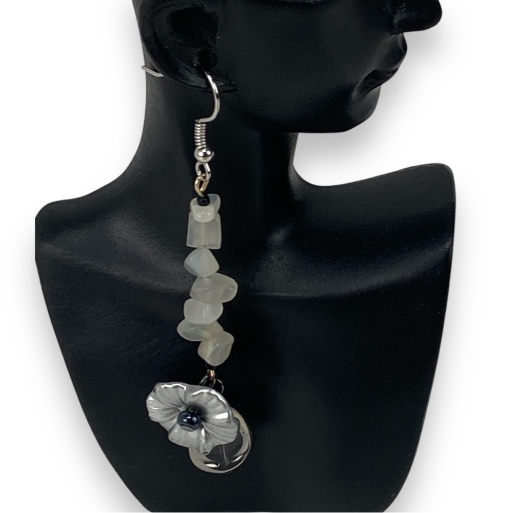 VTG Floral Bead and Moonstone Jewelry Retro Earrings by Cosmic Dreamer Creations